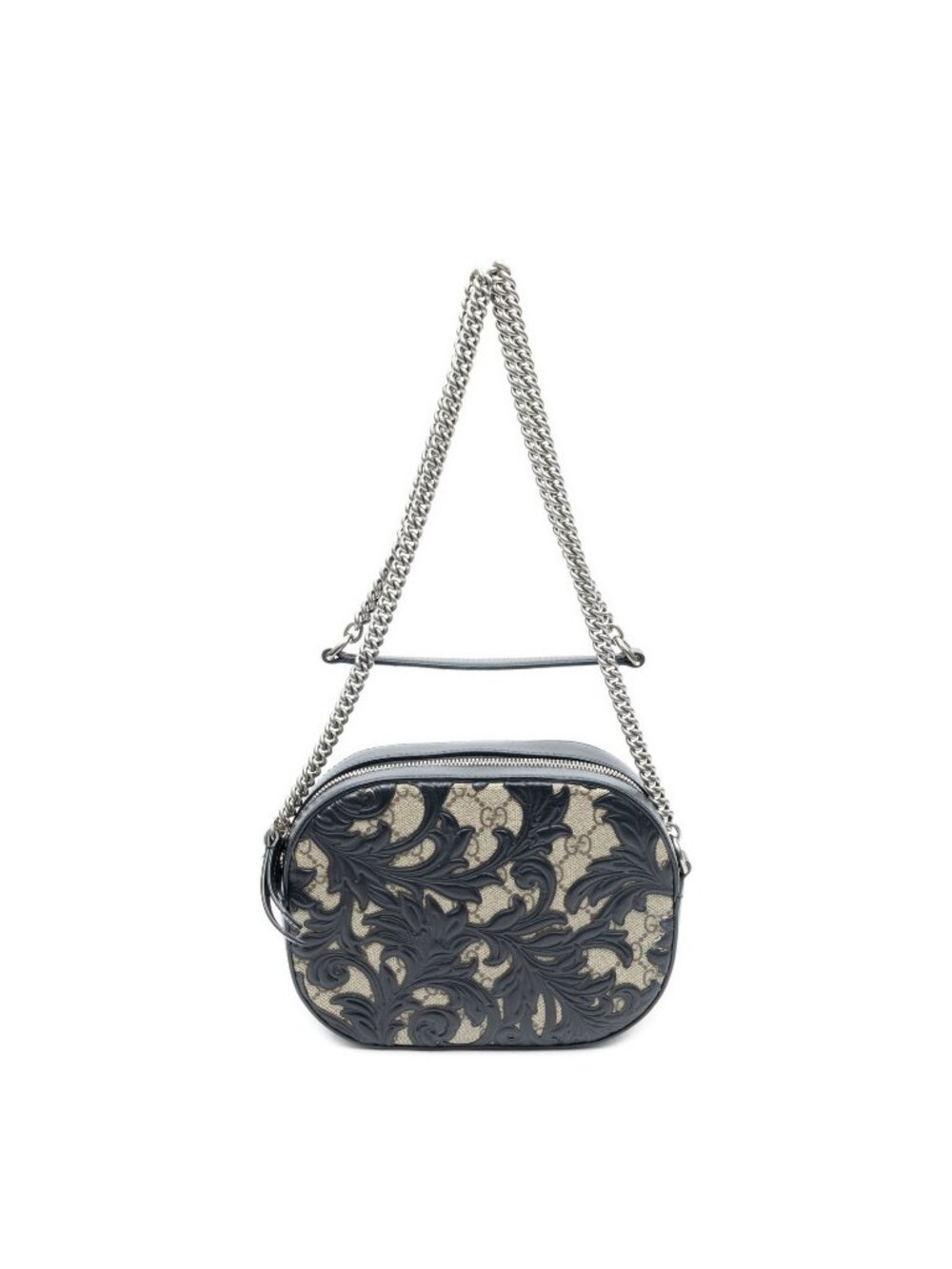 Gucci Mini Arabesque Chain Crossbody Black Beige Supreme Canvas